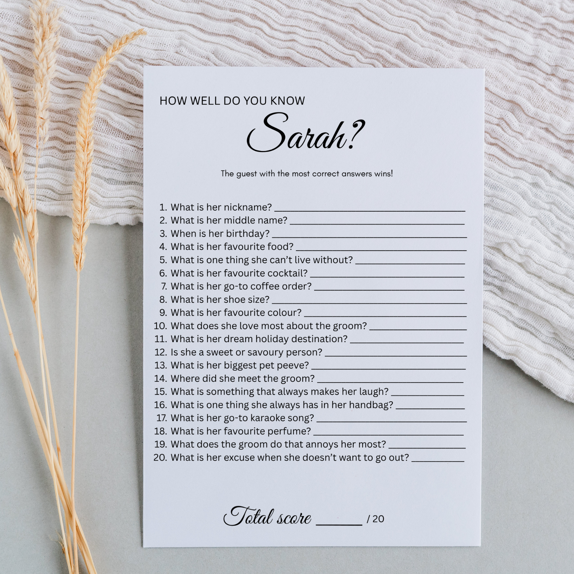 Who Knows the Bride Best How Well Do You Know the Bride Game Personalised Bridal Shower Hens Party Game Bride to Be Quiz Wedding Shower Activity