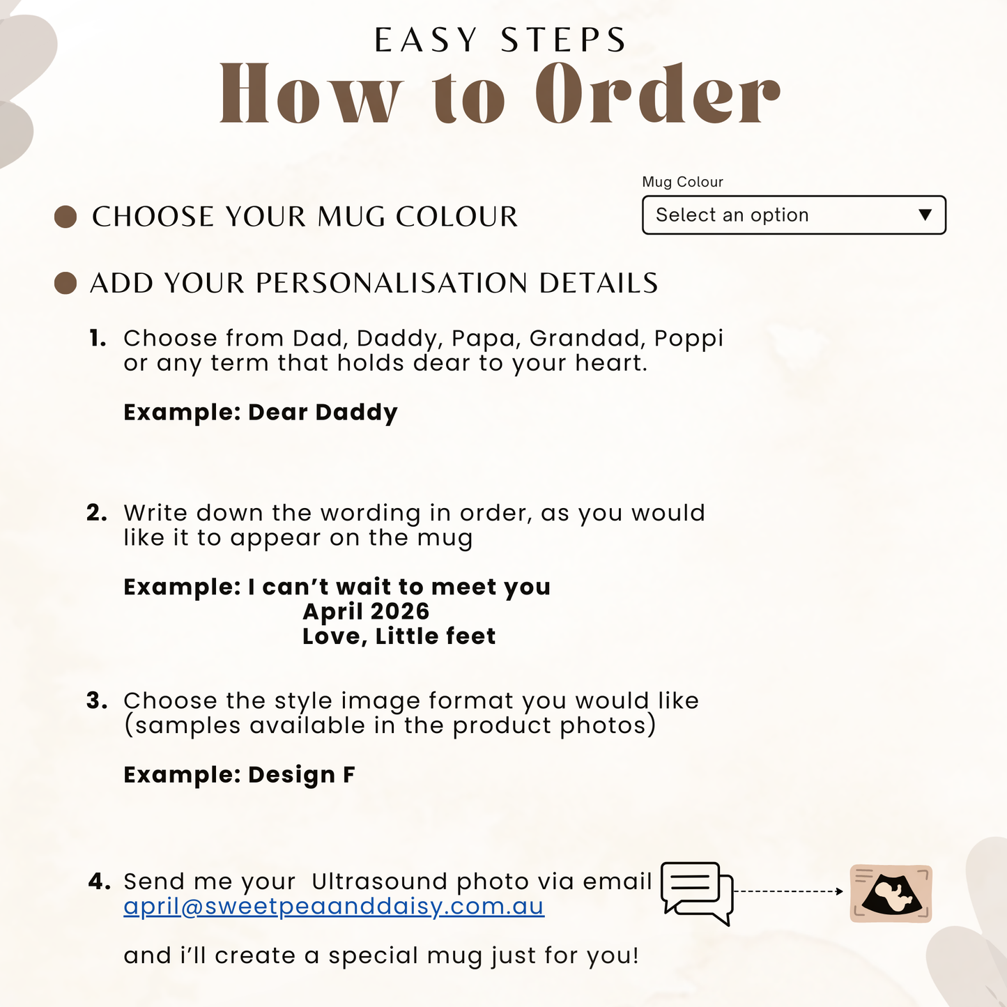 how to order the Dad Baby Reveal Mug. Ultrasound photo Mug. Baby Reveal Mug for Dad. Dad Baby Reveal Mug with Ultrasound photo