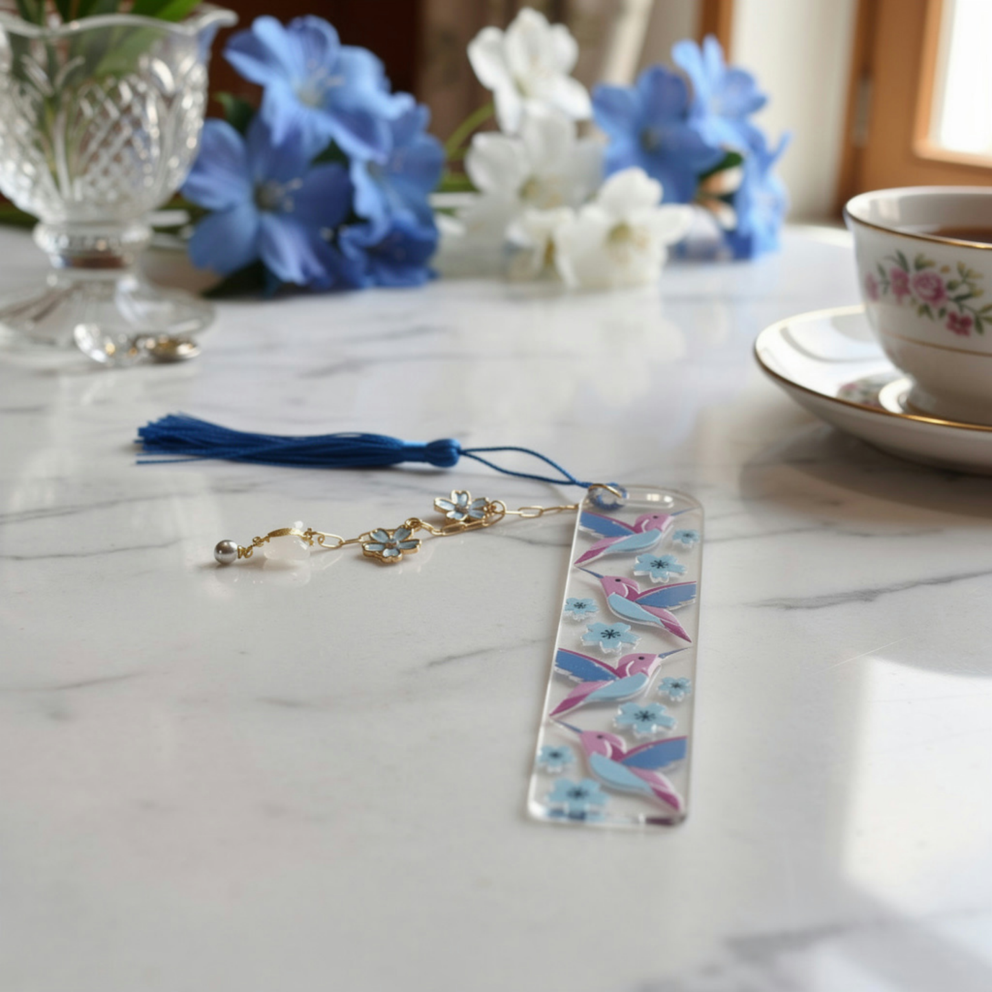 Hummingbird Bookmark. Bird Lover Bookmark. Blue Hummingbird Bookmark. Hummingbird & Flowers Bookmark. Nature Lover Bookmark. Birds Bookmarks