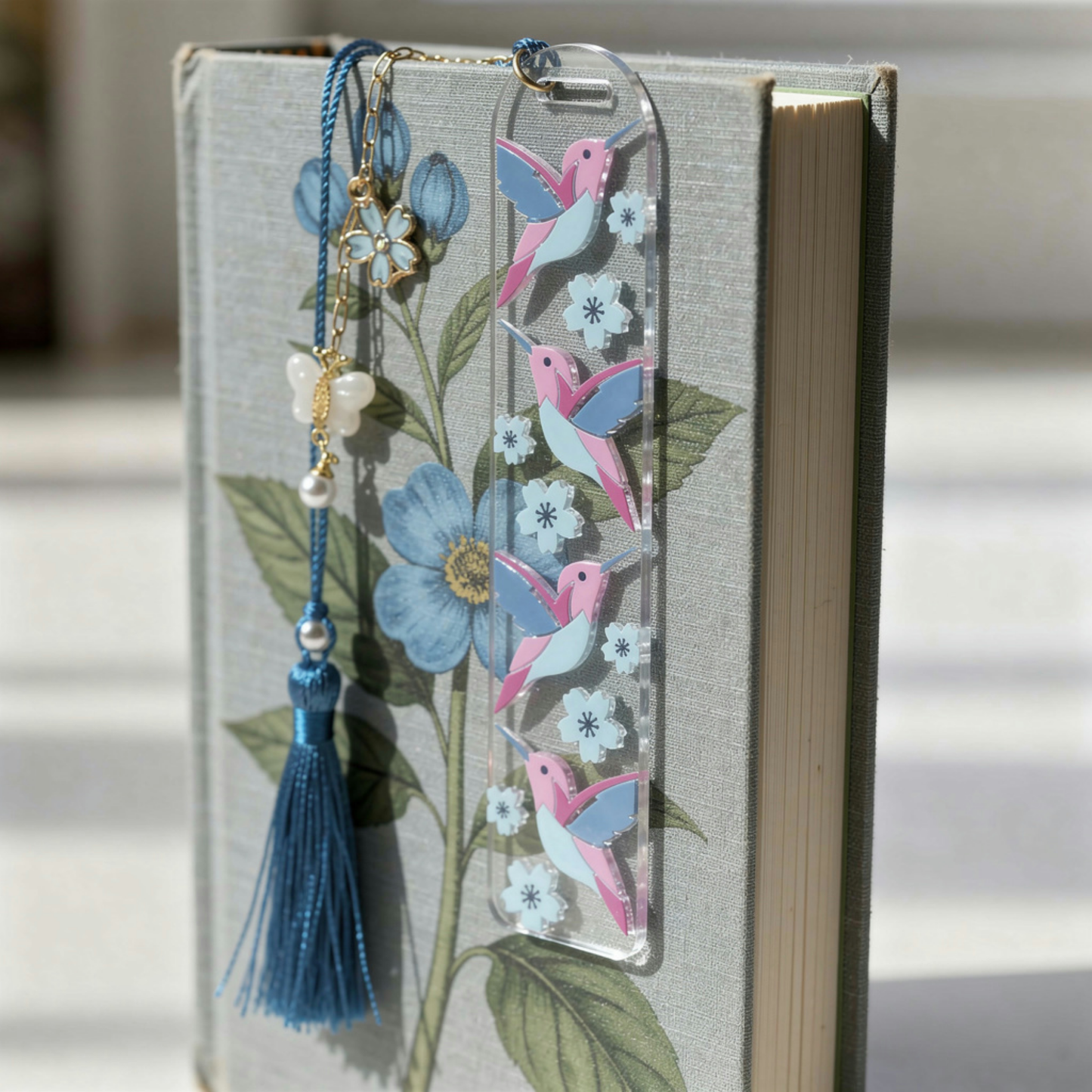 Hummingbird Bookmark. Bird Lover Bookmark. Blue Hummingbird Bookmark. Hummingbird & Flowers Bookmark. Nature Lover Bookmark. Birds Bookmarks