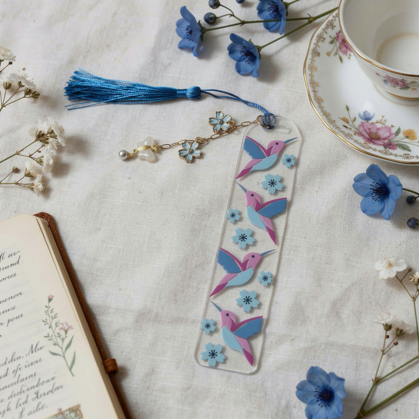 Hummingbird Bookmark. Bird Lover Bookmark. Blue Hummingbird Bookmark. Hummingbird & Flowers Bookmark. Nature Lover Bookmark. Birds Bookmarks