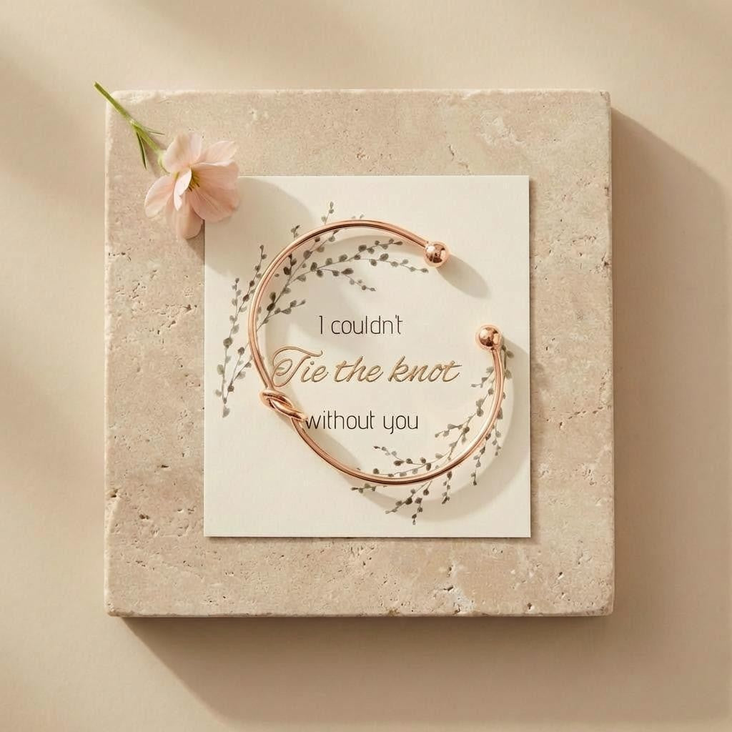 Rose Gold Knot Bracelet Bridesmaid proposal I couldn't tie the knot without you