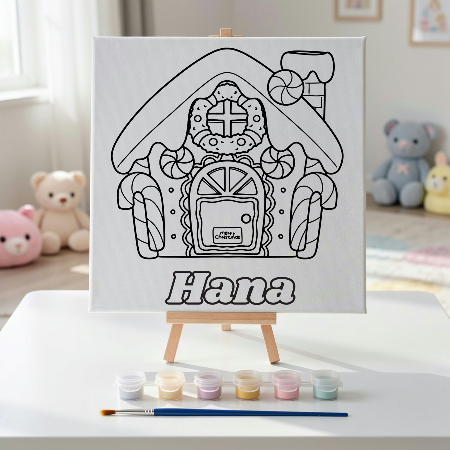 Kids Christmas Canvas Kit DIY. Personalised Kids Paint Canvas Kit. Kids Christmas Activities. Kids Christmas Kit DIY Canvas Painting Kit