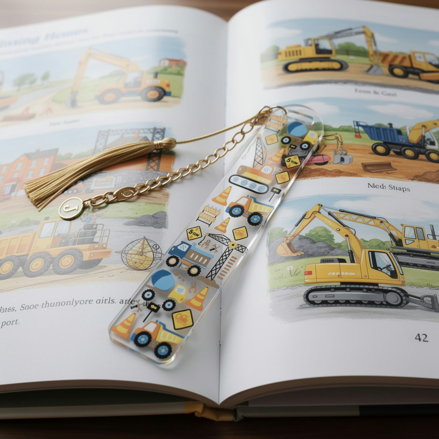 Kids Construction Bookmark Construction Trucks Bookmark Construction Vehicle Bookmark Construction Vehicle Bookmark for Kids Digger Bookmark