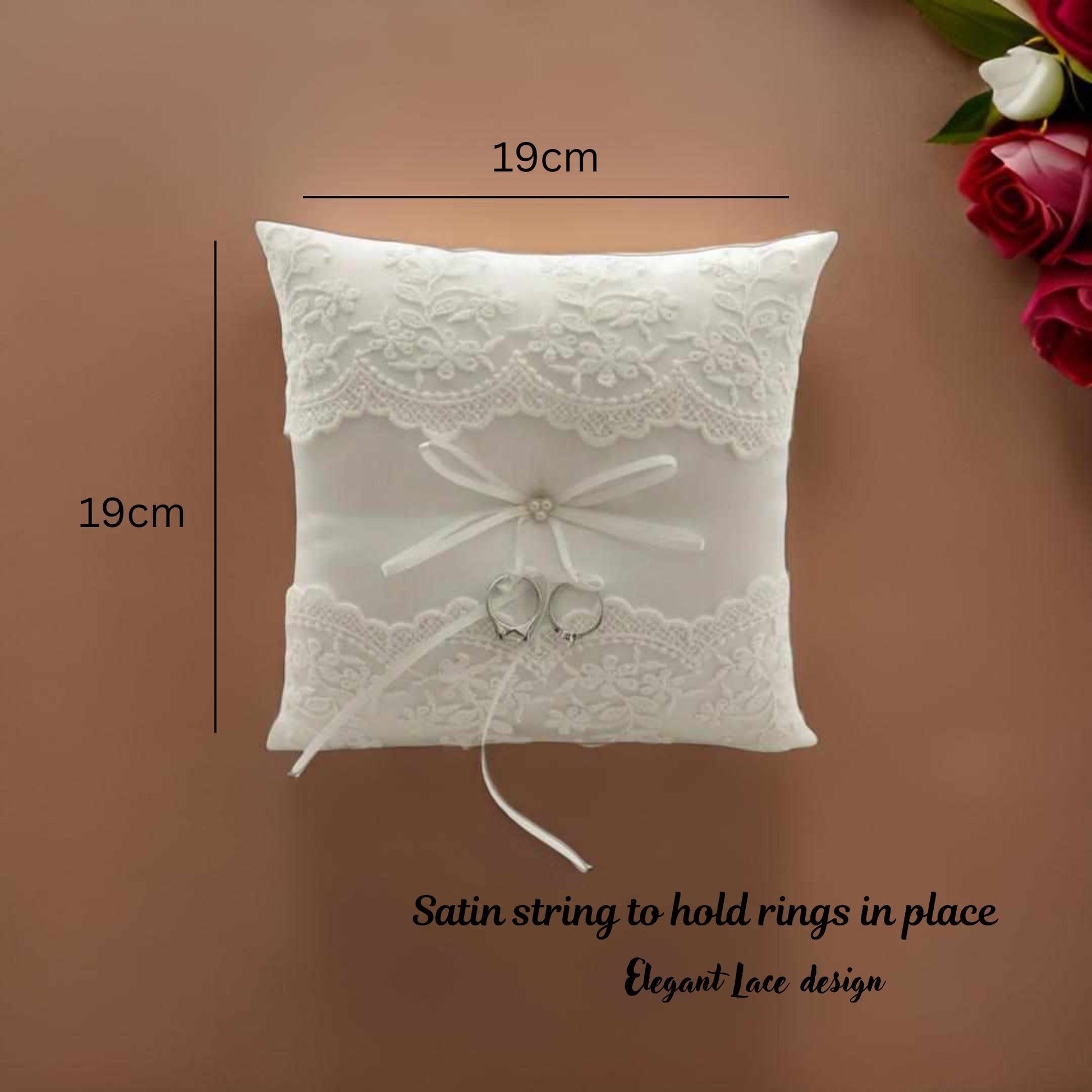 White lace ring bearer pillow