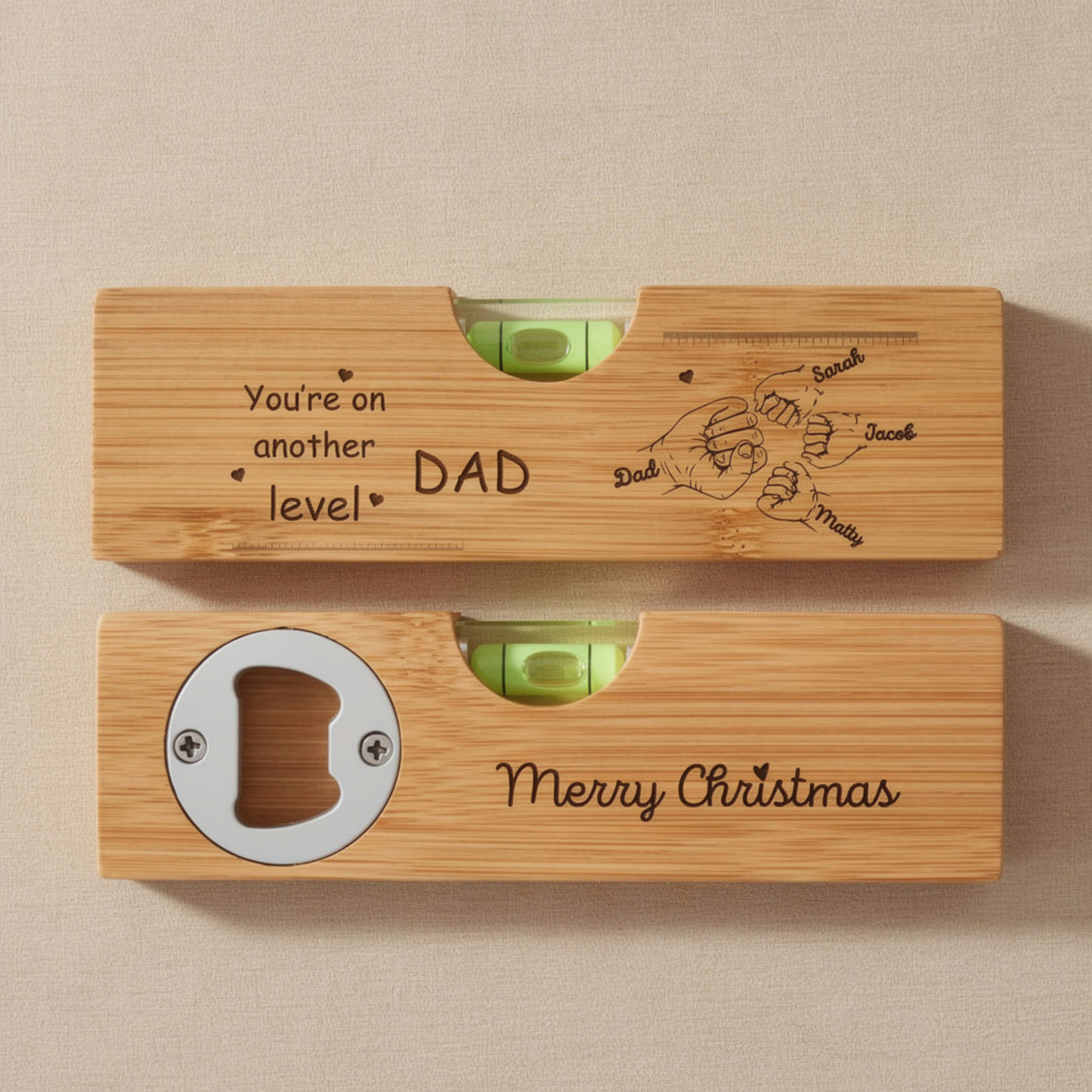 Personalised Spirit level bottle opener Level tool for Dad Tool box gift for dad Custom Level bottle opener for Dad