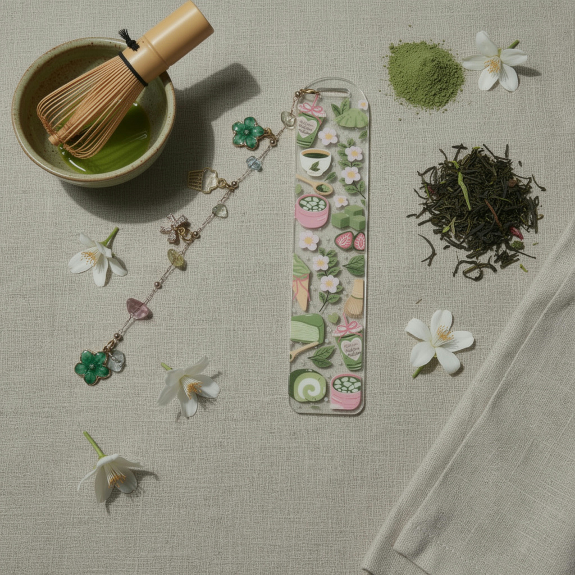 Matcha Bookmark. Matcha Lover Bookmark Gift. Matcha Acrylic Bookmark for Book Lovers. Matcha Dessert Bookmark. Green Tea Bookmark with Charm