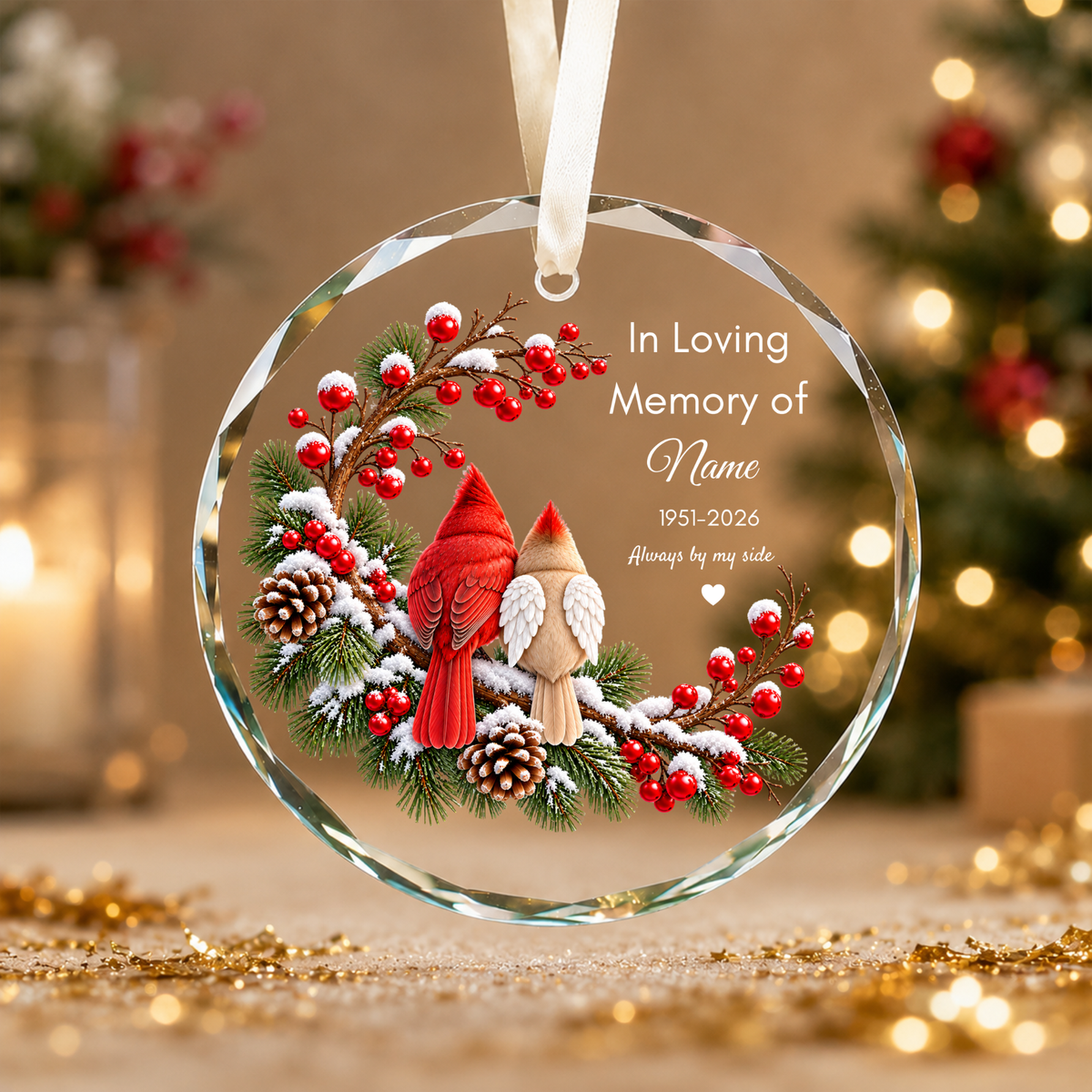 Personalised memorial Christmas ornament Design C In Loving Memory hanging