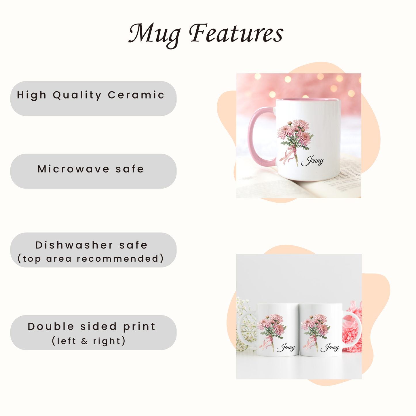 mug features for Personalised Birth Flower Mug
