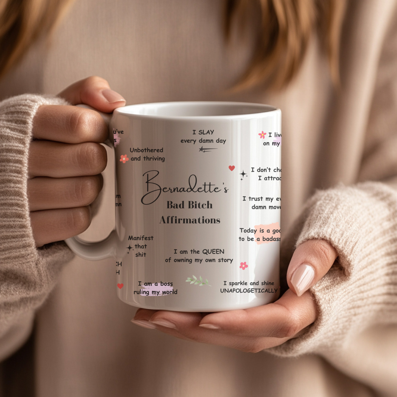 Personalised Bad B*tch Affirmations Mug. Swear Affirmations