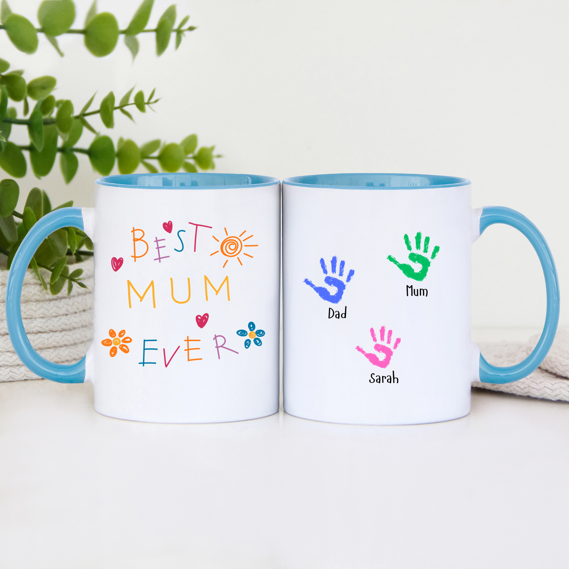 Best Mum Ever Mug • Personalised Kids Handprint Mug for Mum • Best Mum Ever Handprint Mug • Custom Handprint Mug for Mum with kids names