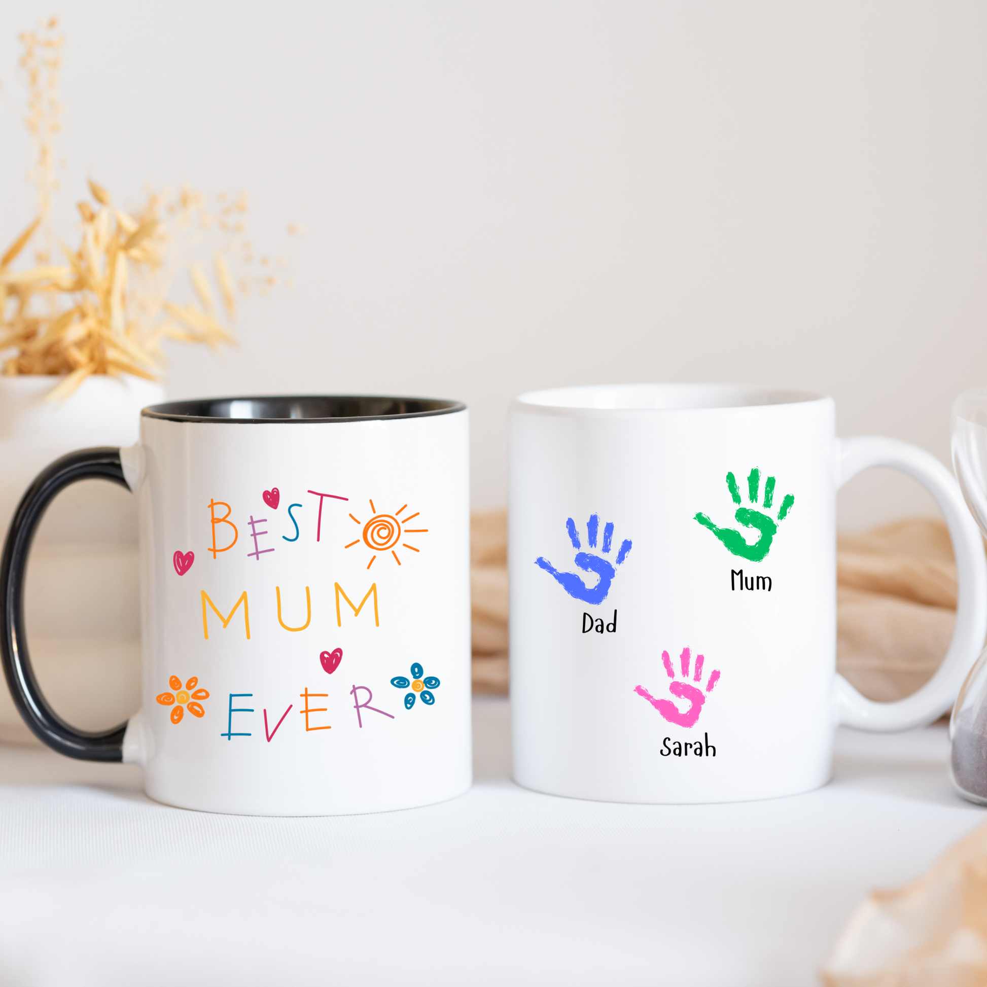 Best Mum Ever Mug • Personalised Kids Handprint Mug for Mum • Best Mum Ever Handprint Mug • Custom Handprint Mug for Mum with kids names