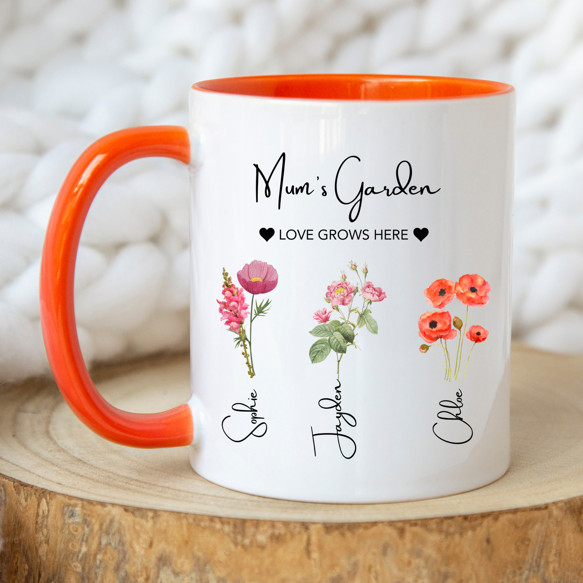Mum's Garden Mug. Personalised Mum's Garden Mug. Mum Mug with the kids names. Flower Mug for Mum. Garden Mug Mum. Custom Flower mug for Mum