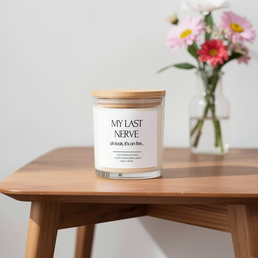 Personalised "Last Nerve" Candle. Soy Wax Name Candle. Custom Glass Jar Candle