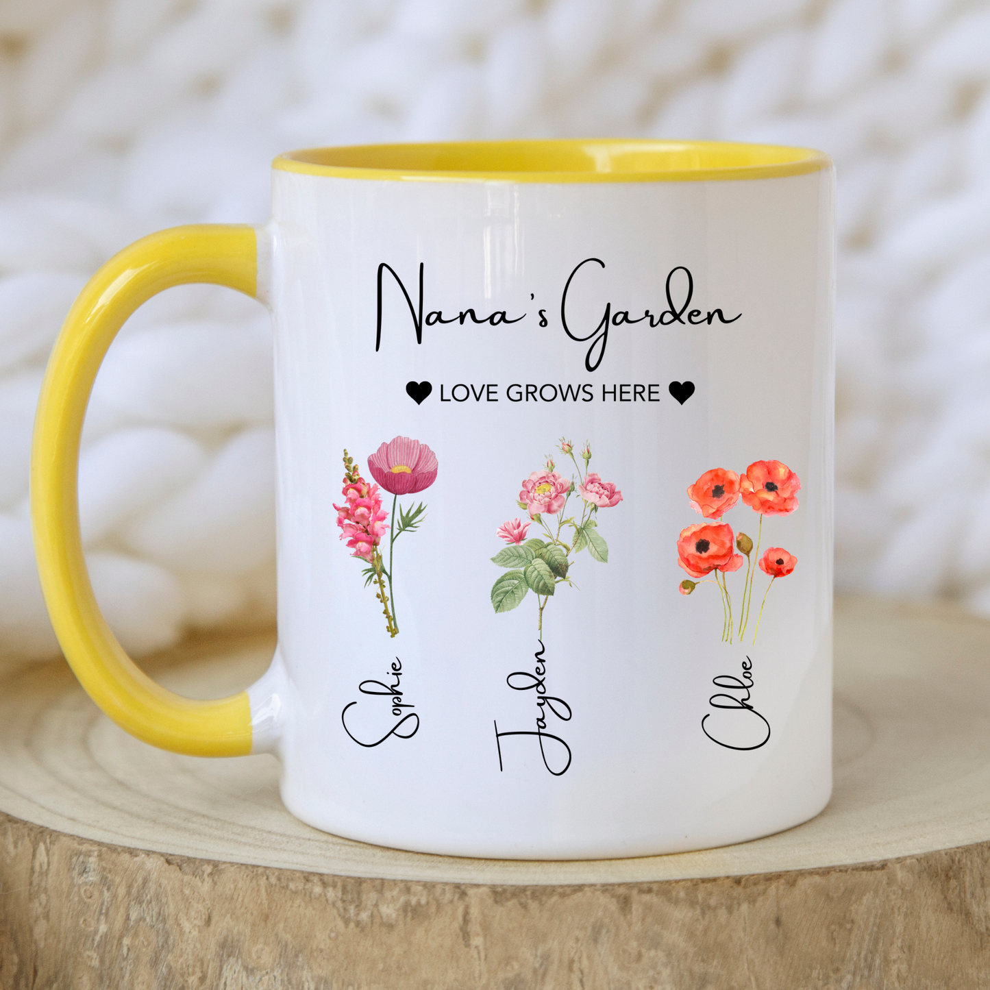 Nana's Garden Mug. Personalised Nana Mug. Nana Mug with grandkids names. Nana Flower mug. Custom flower mug Nana Gift. Gifts for Nana