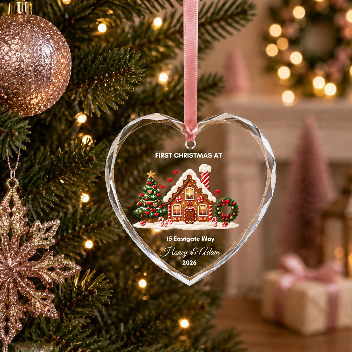 Personalised First Christmas in Our New Home Ornament · Glass Crystal Heart Christmas Decoration · Housewarming New Home Gift For Couple
