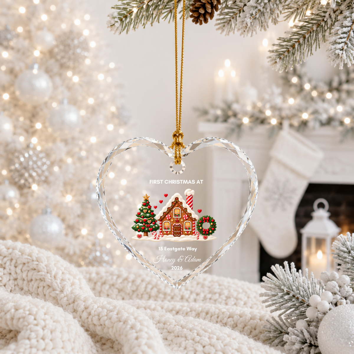 Personalised First Christmas in Our New Home Ornament · Glass Crystal Heart Christmas Decoration · Housewarming New Home Gift For Couple