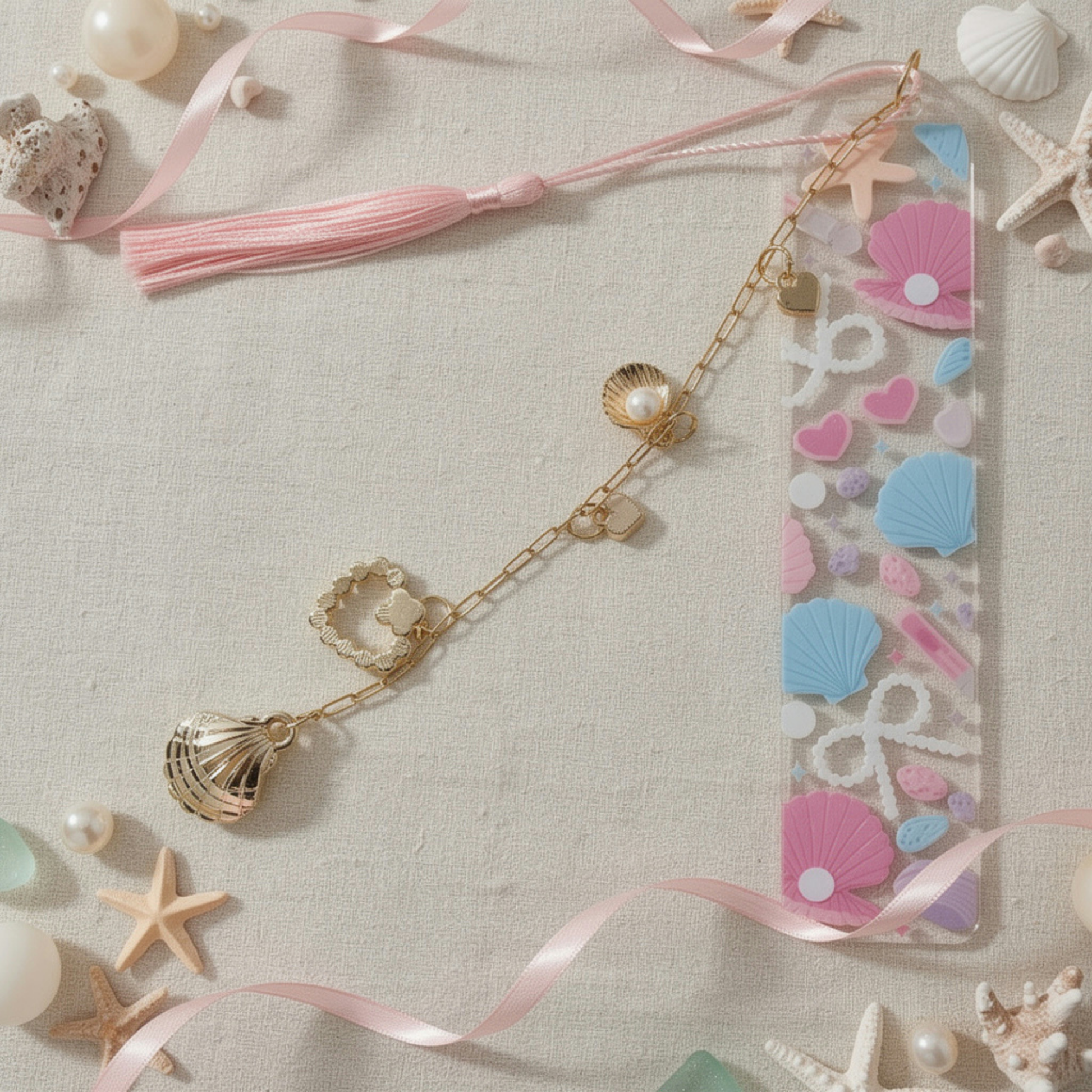 Ocean Seashell Bookmark. Coastal Seashell Bookmark. Seashells and Pearls Bookmark. Beach Lover Bookmark. Beach Bookmark. Shell Bookmark