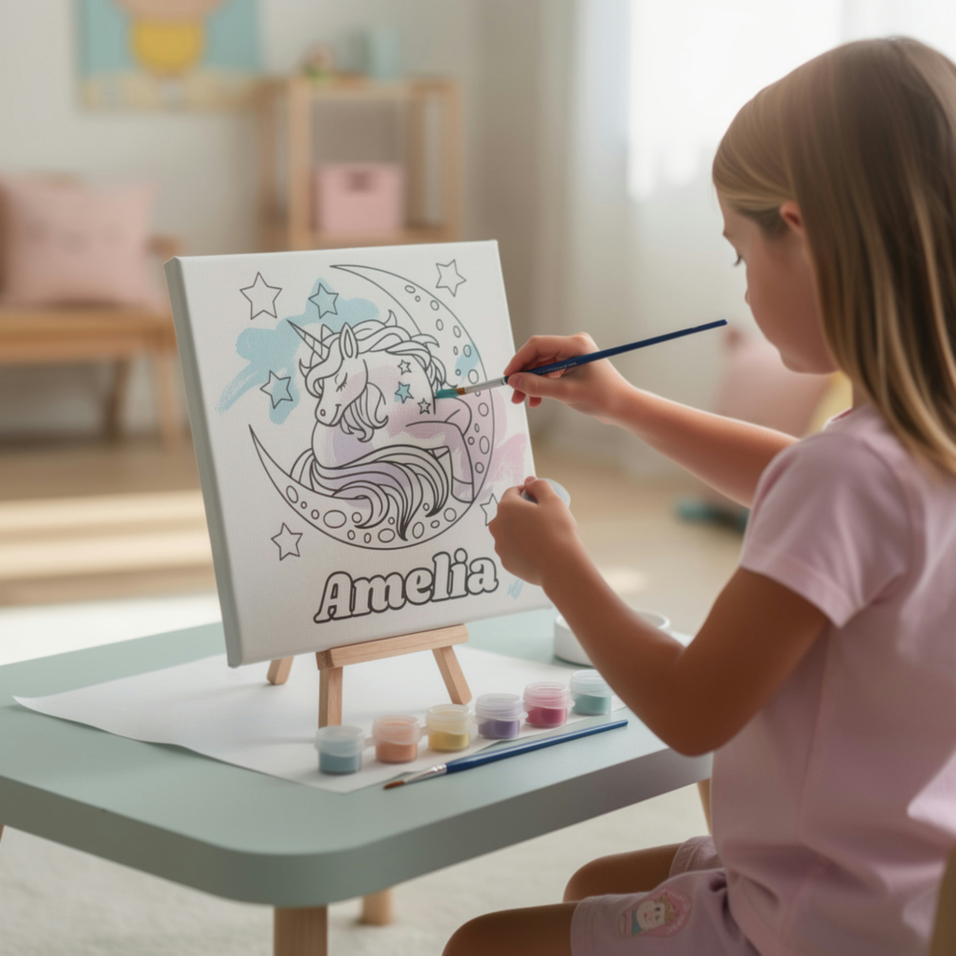 Paint your own canvas kit for kids. Kids canvas painting set. Personalised kids paint kit.  kids painting party favours