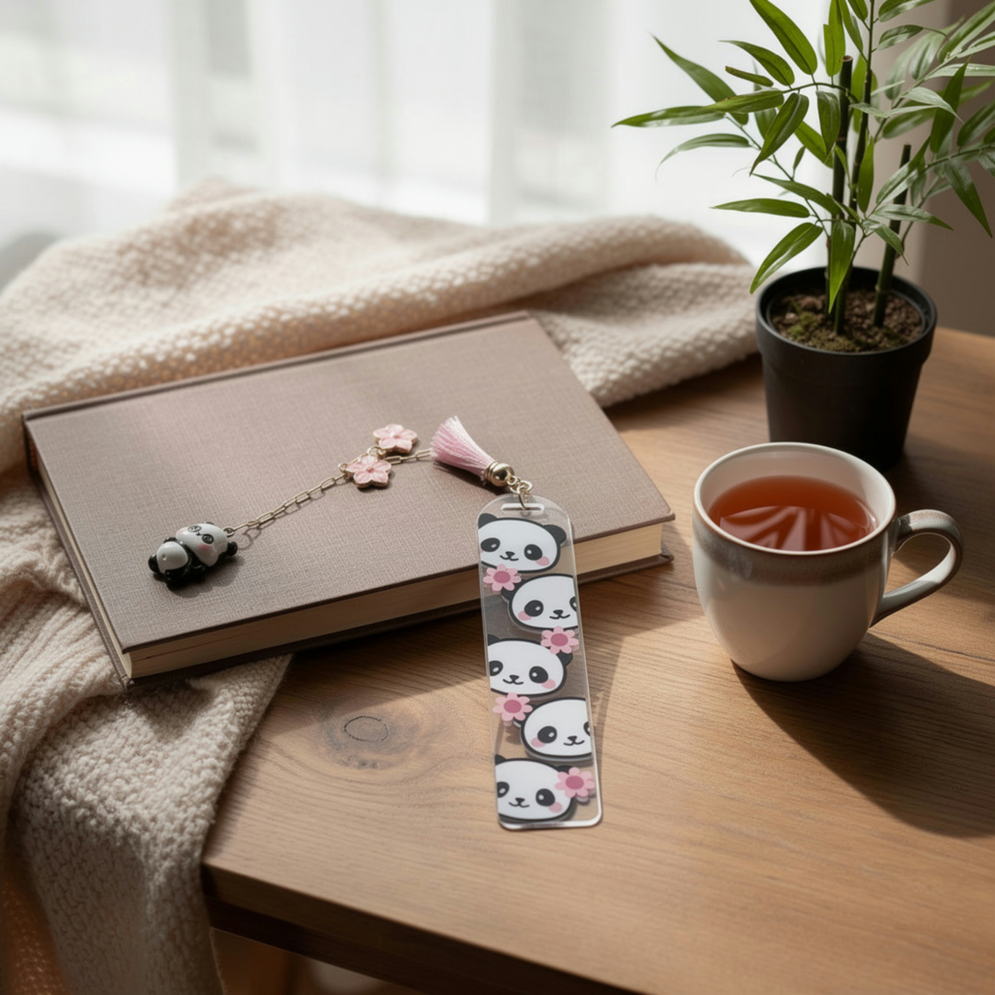 Panda Bookmark. Panda Lover Gift. Panda Bookmark with Charms. Panda's Bookmark