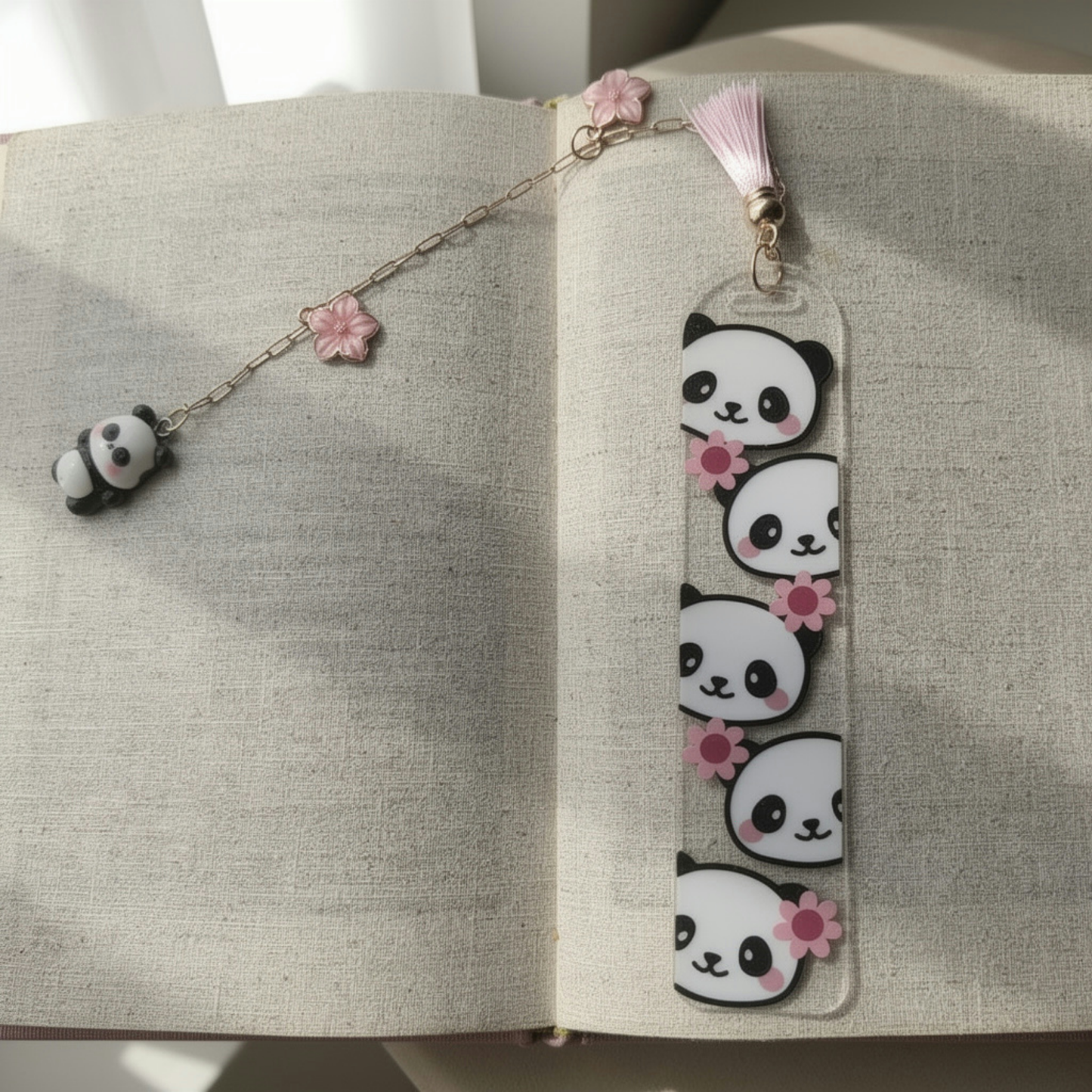Panda Bookmark. Panda Lover Gift. Panda Bookmark with Charms. Panda's Bookmark
