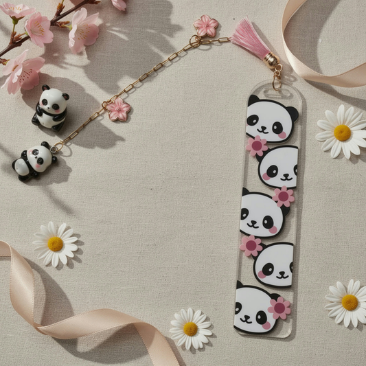 Panda Bookmark. Panda Lover Gift. Panda Bookmark with Charms. Panda's Bookmark