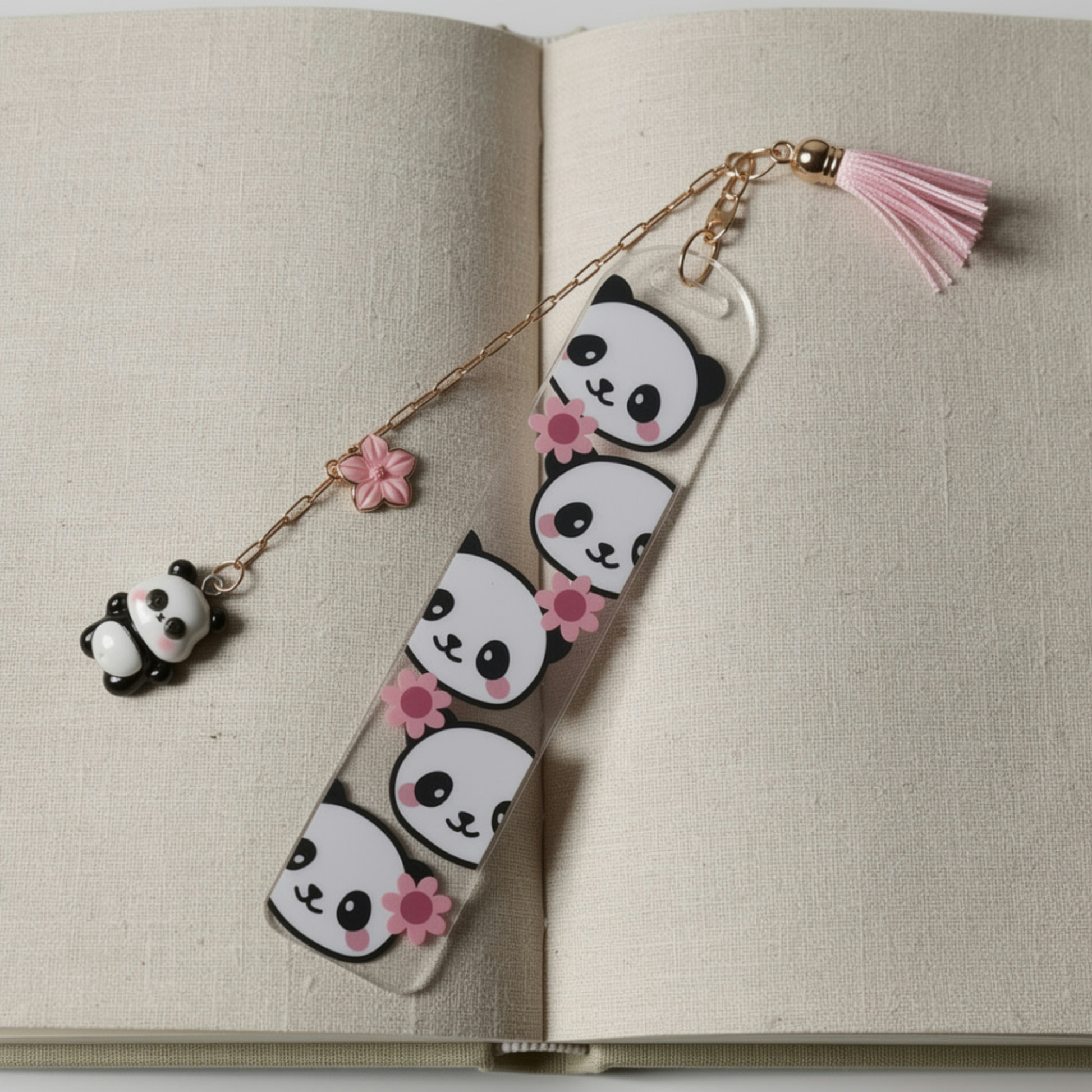 Panda Bookmark. Panda Lover Gift. Panda Bookmark with Charms. Panda's Bookmark