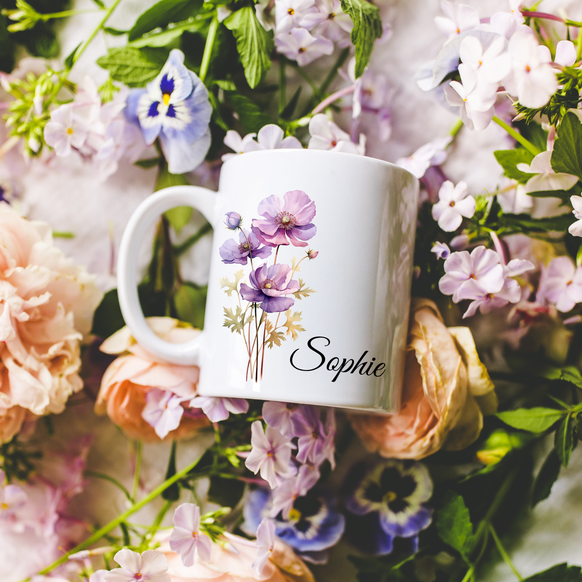 Personalised Birth Flower Mug