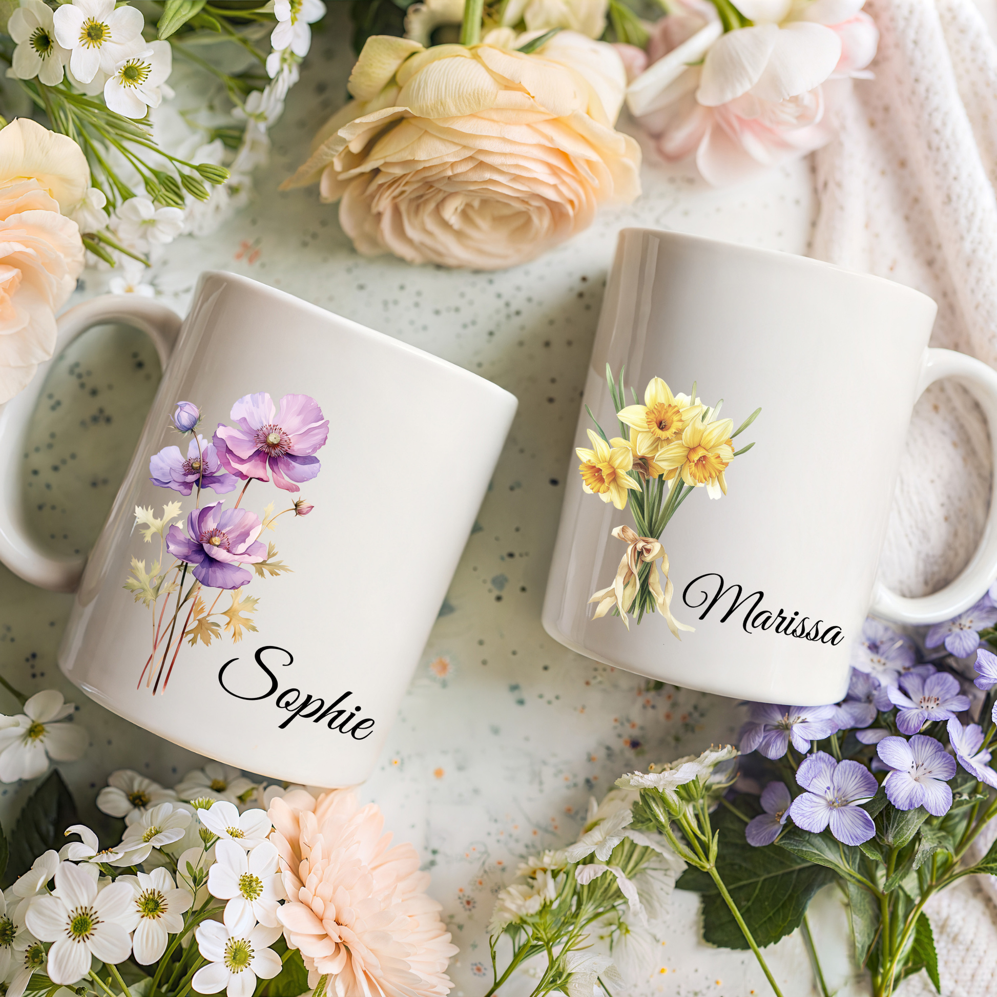 Personalised Birth Flower Mug