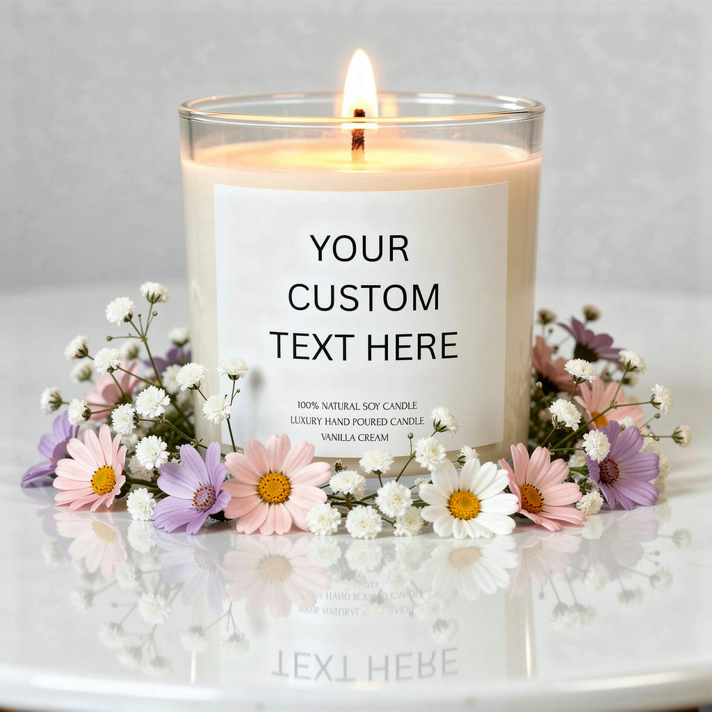 Personalised Candle. Soy Wax Candle. Custom Glass Jar Candle. Custom Text Soy Glass Jar Candle