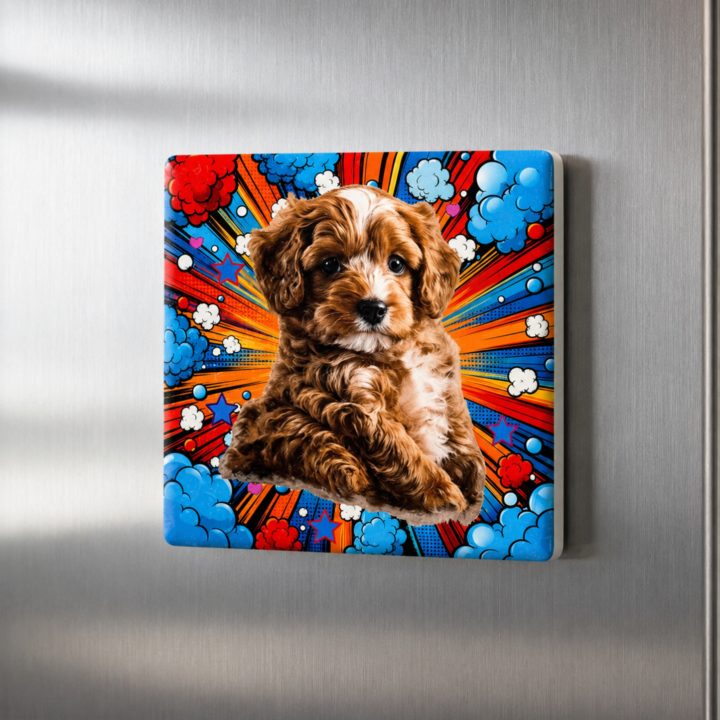 Comic Style Pet Magnet Custom Pet Photo Ceramic Magnet Pet Portrait Fridge Magnet Pet Photo Magnet Custom Pet Portrait Ceramic Fridge Magnet