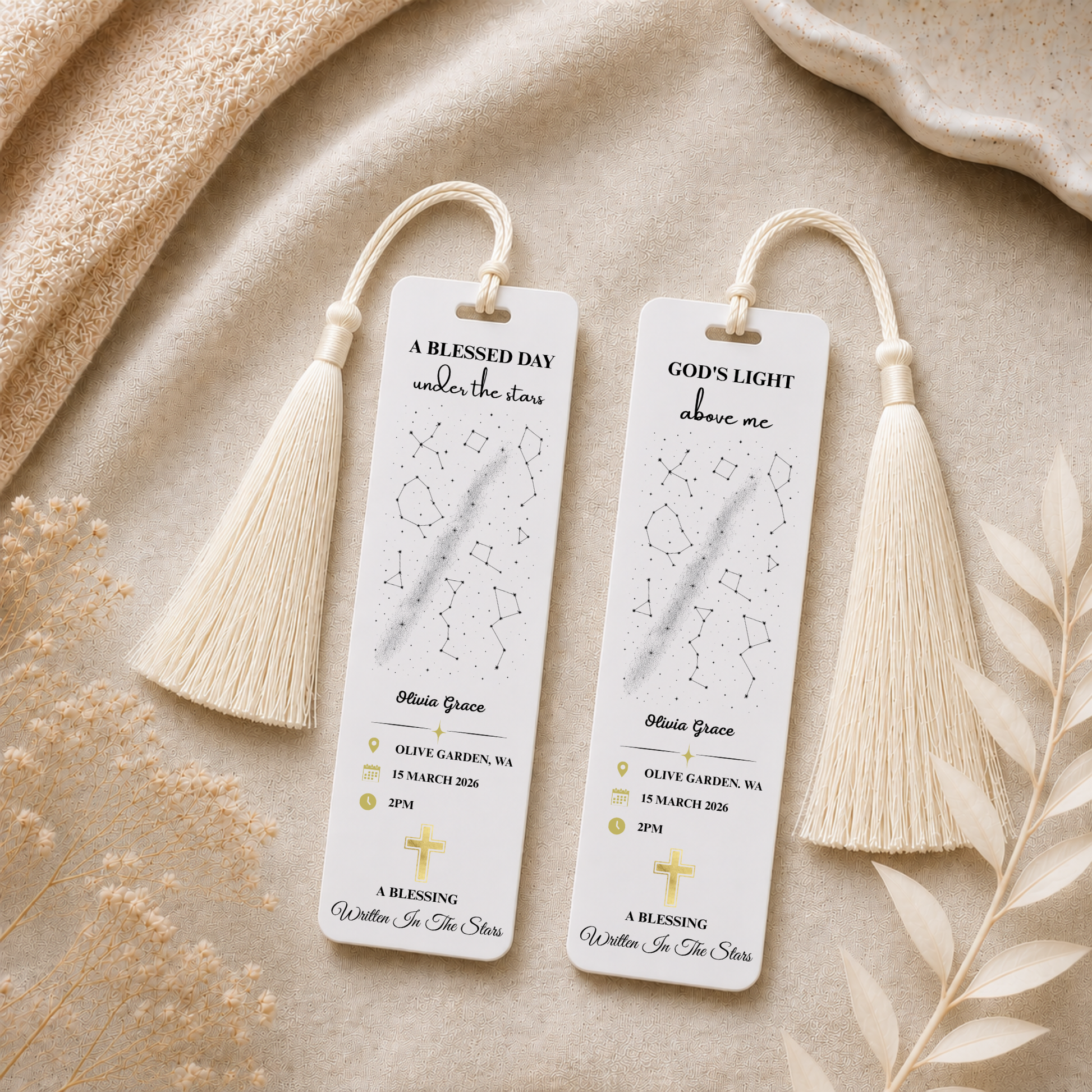 Baptism Star Alignment Bookmark. Custom Baptism Bookmark. Acrylic Bookmark, Personalised Baptism Gift