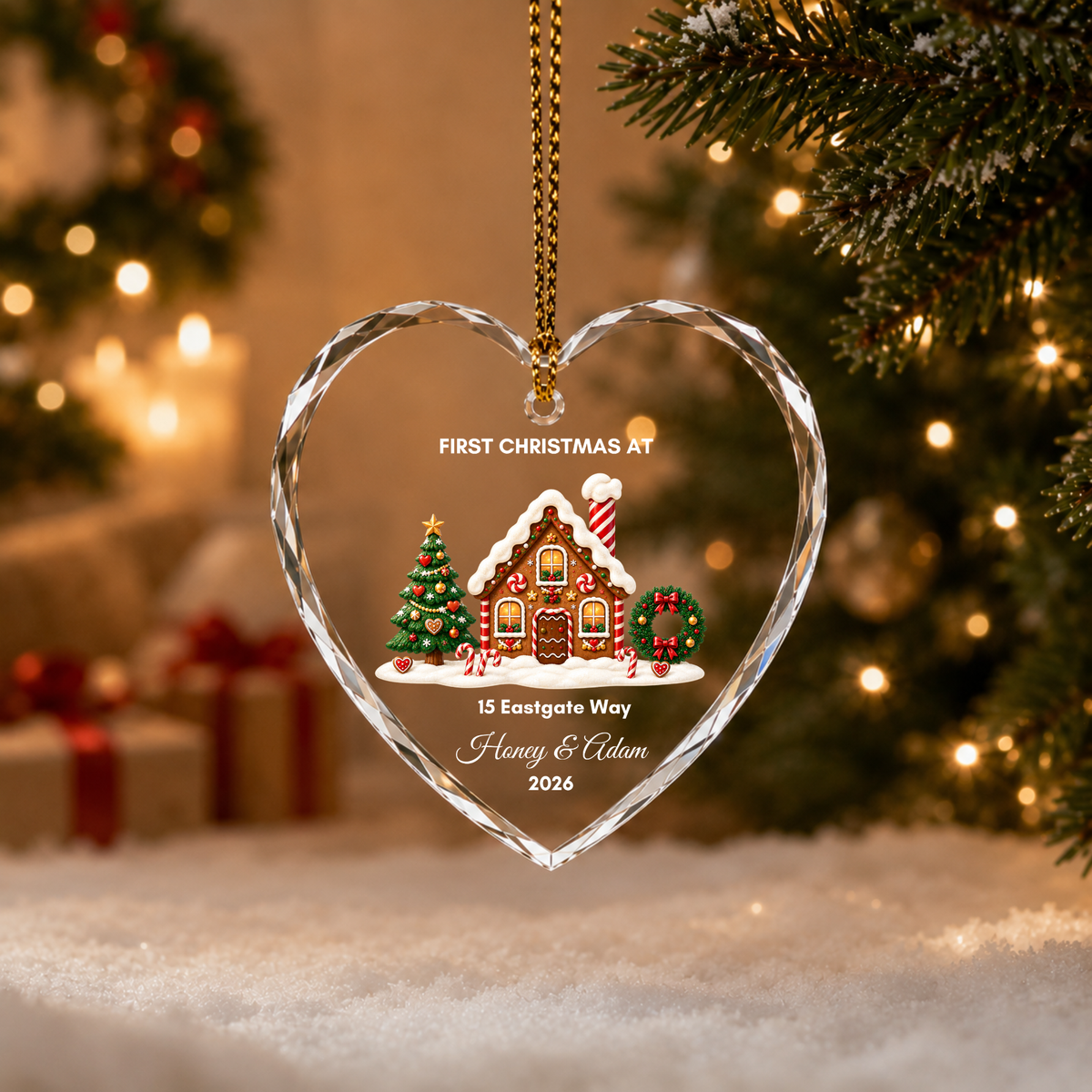 Personalised First Christmas in Our New Home Ornament · Glass Crystal Heart Christmas Decoration · Housewarming New Home Gift For Couple