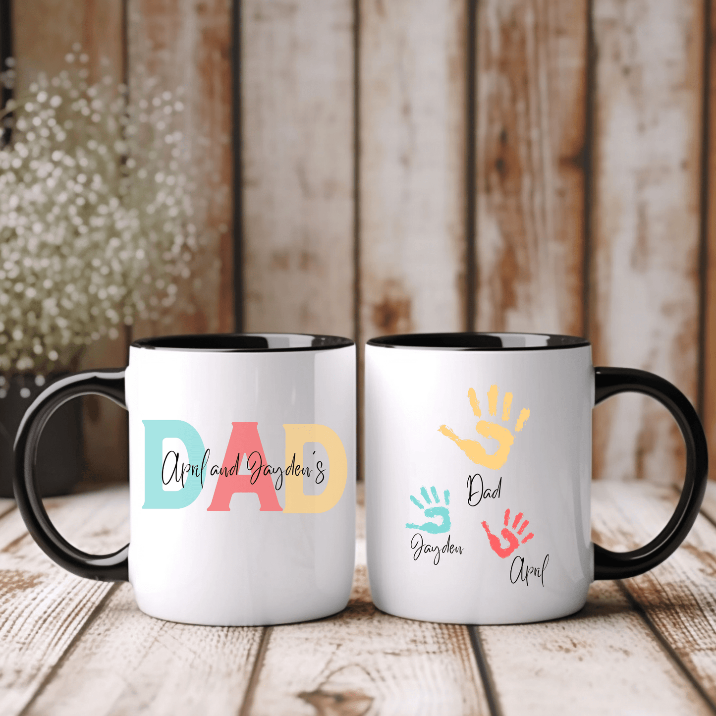 Dad Mug with kids hand prints