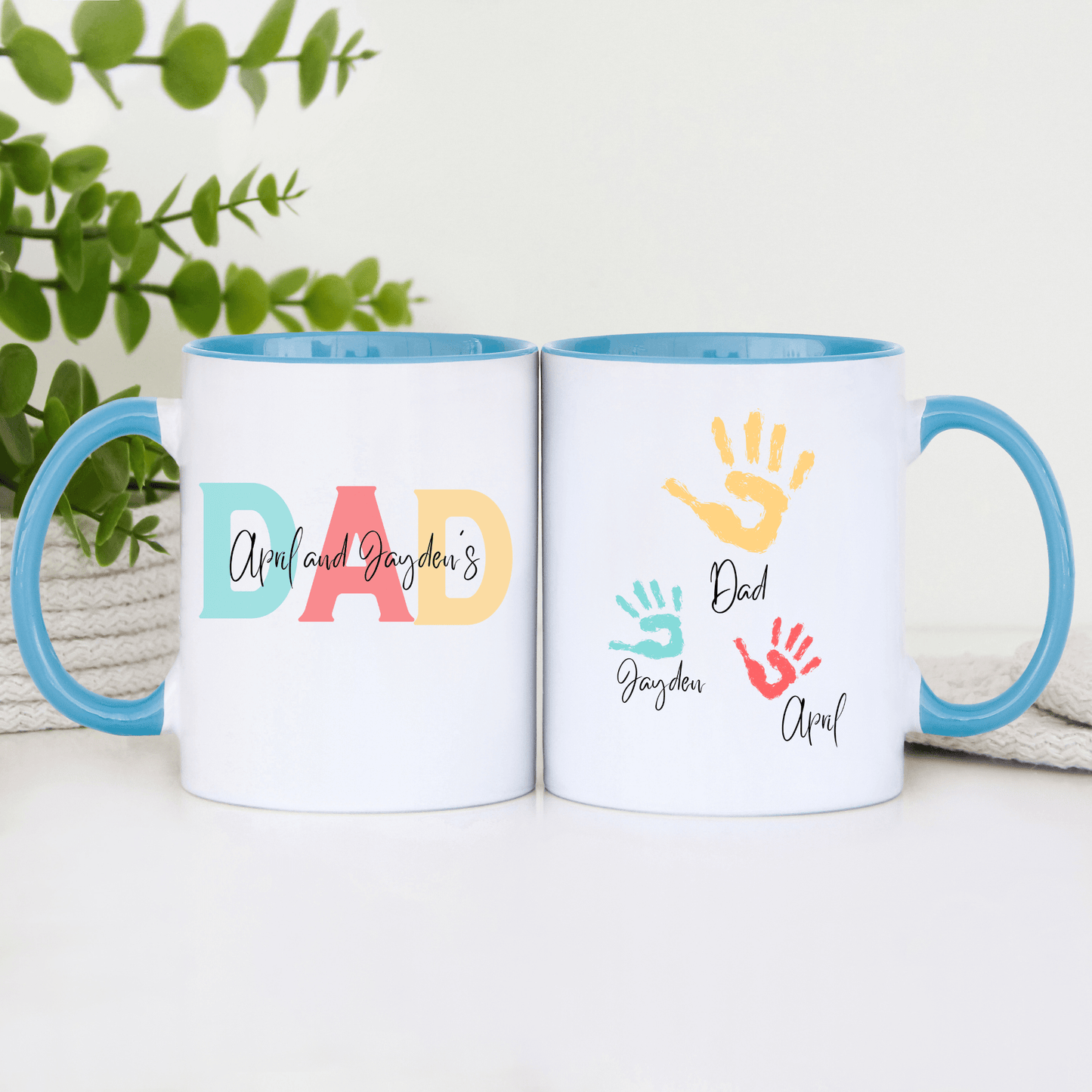 Personalised Dad Mug with Kids Handprints