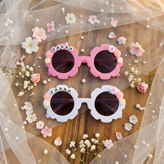 Personalised Kids Sunglasses with Name, Flower Daisy Sunglasses for Girls, Custom Kids Sunglass