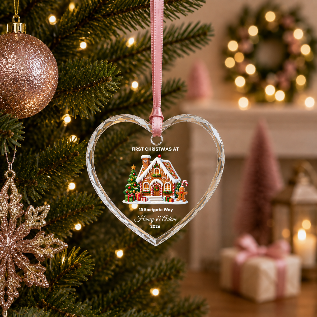 Personalised First Christmas in Our New Home Ornament · Glass Crystal Heart Christmas Decoration · Housewarming New Home Gift For Couple