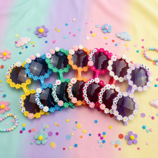 Personalised Kids Sunglasses with Name, Flower Daisy Sunglasses for Girls Custom Kids Sunglasses with Name