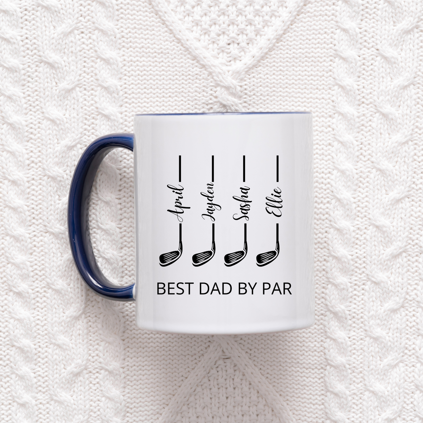 Best Dad by Par Mug. Personalised Golf Gift for Dad with Kids Names. Fathers Day for Golfer Dad. Golf Lover Dad. Personalised Golf Dad Mug