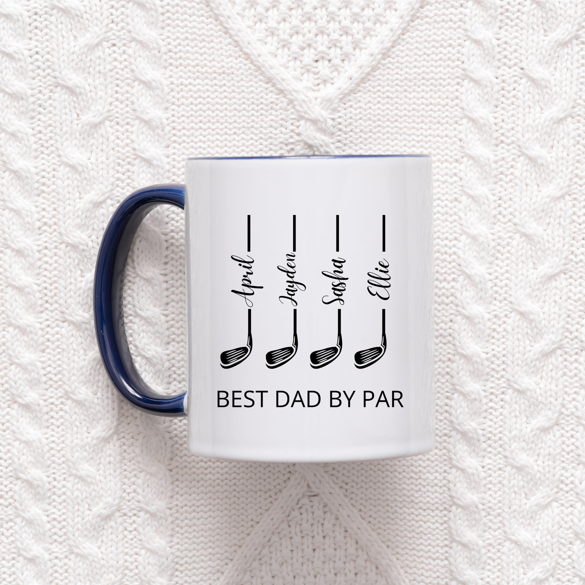 Best Dad by Par Mug. Personalised Golf Gift for Dad with Kids Names. Fathers Day for Golfer Dad. Golf Lover Dad. Personalised Golf Dad Mug