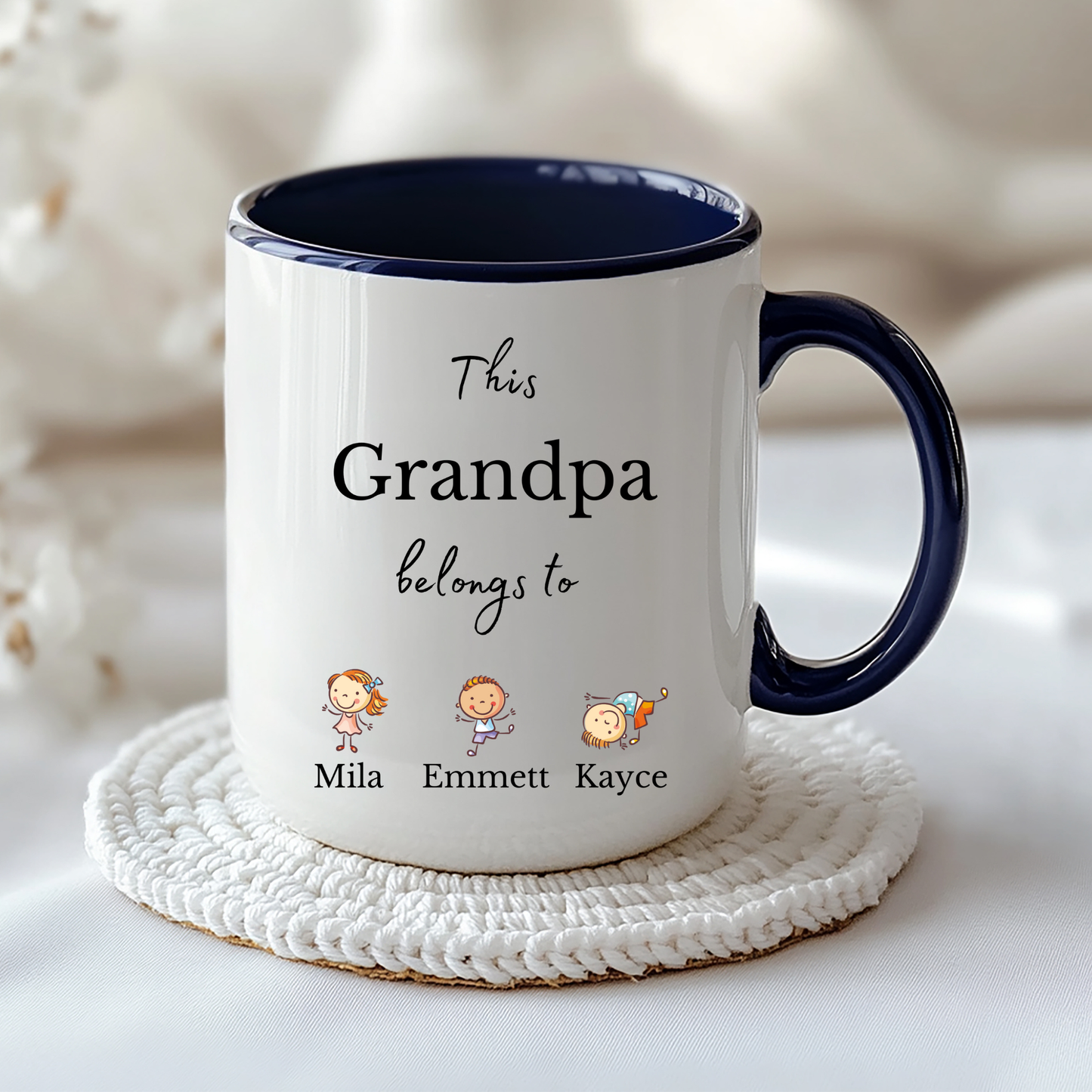 Personalised Grandpa Mug. Grandpa Gifts Custom Grandpa Mug. Grandpa mug with kids names