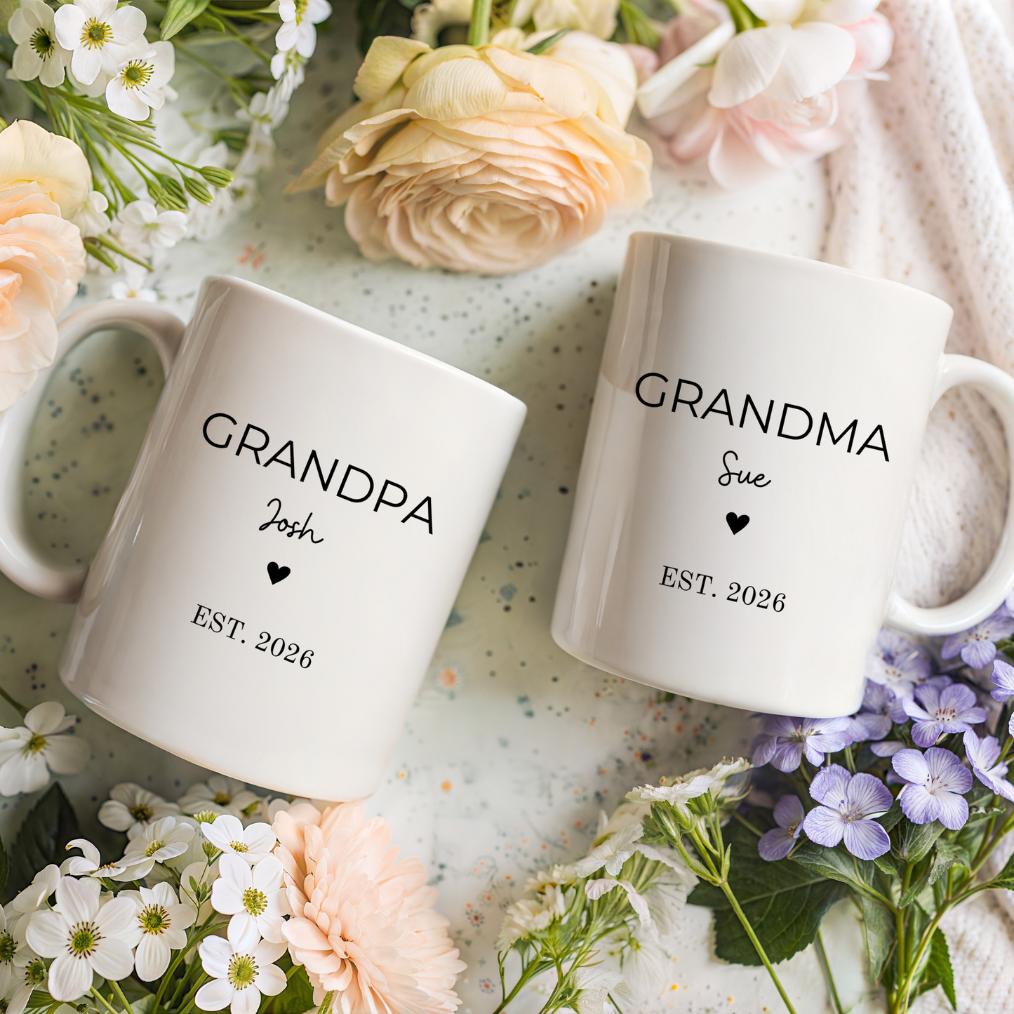 Personalised Grandma & Grandpa Mug Set: Baby Announcement Gift Grandparents. Personalised Grandparents Baby Reveal Gift