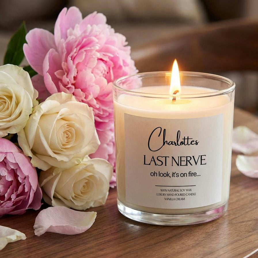 Personalised "Last Nerve" Candle. Soy Wax Name Candle. Custom Glass Jar Candle