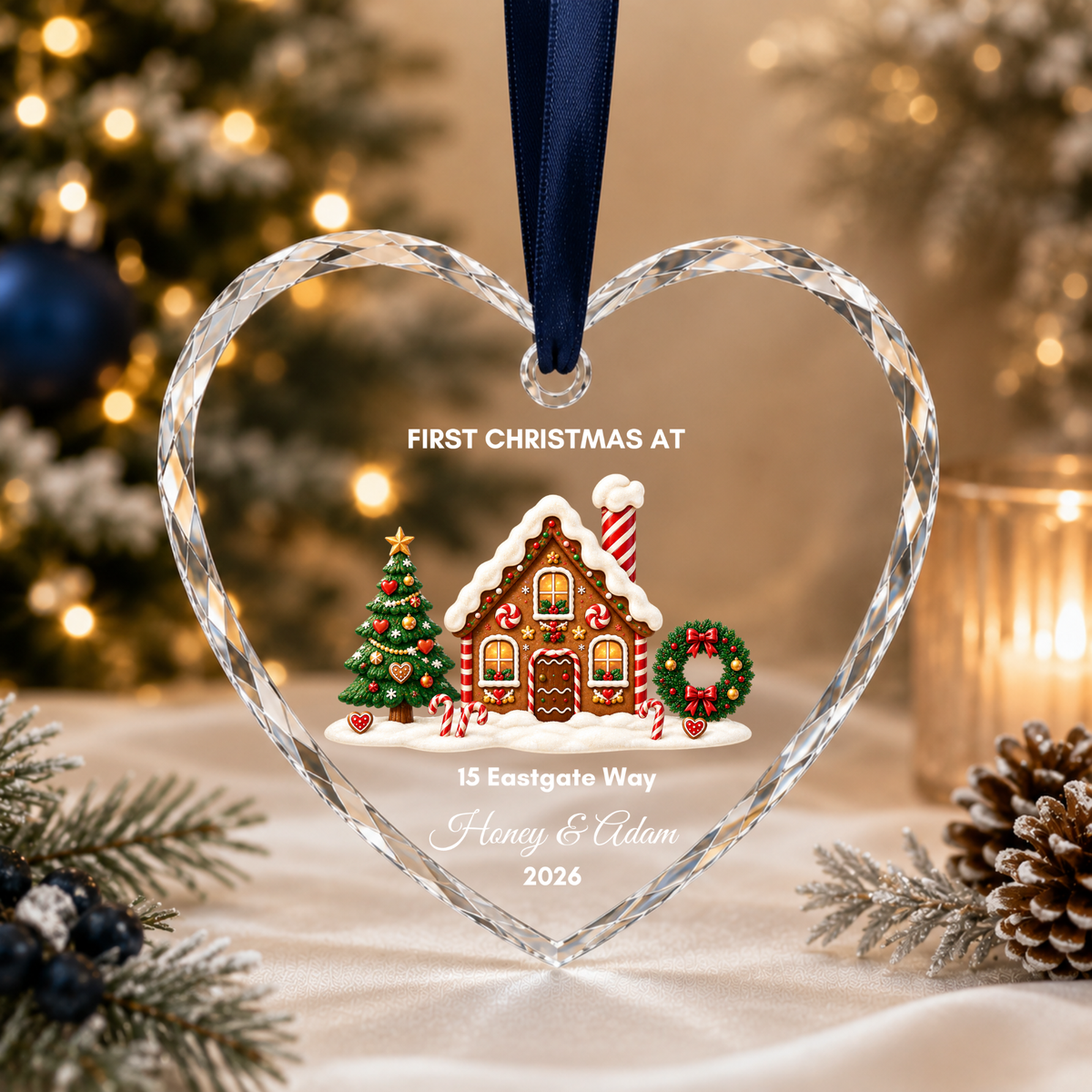 Personalised First Christmas in Our New Home Ornament · Glass Crystal Heart Christmas Decoration · Housewarming New Home Gift For Couple