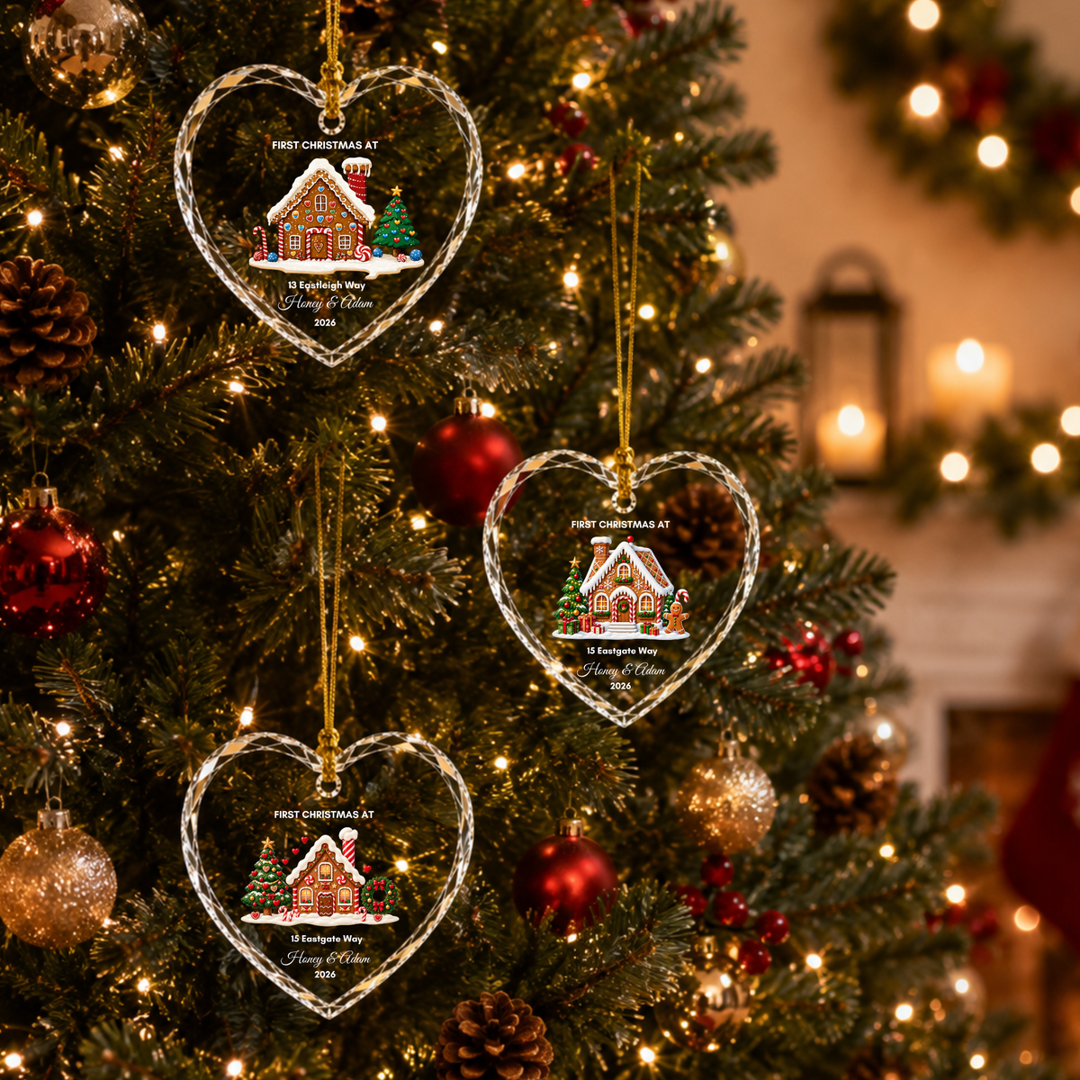 Personalised First Christmas in Our New Home Ornament · Glass Crystal Heart Christmas Decoration · Housewarming New Home Gift For Couple