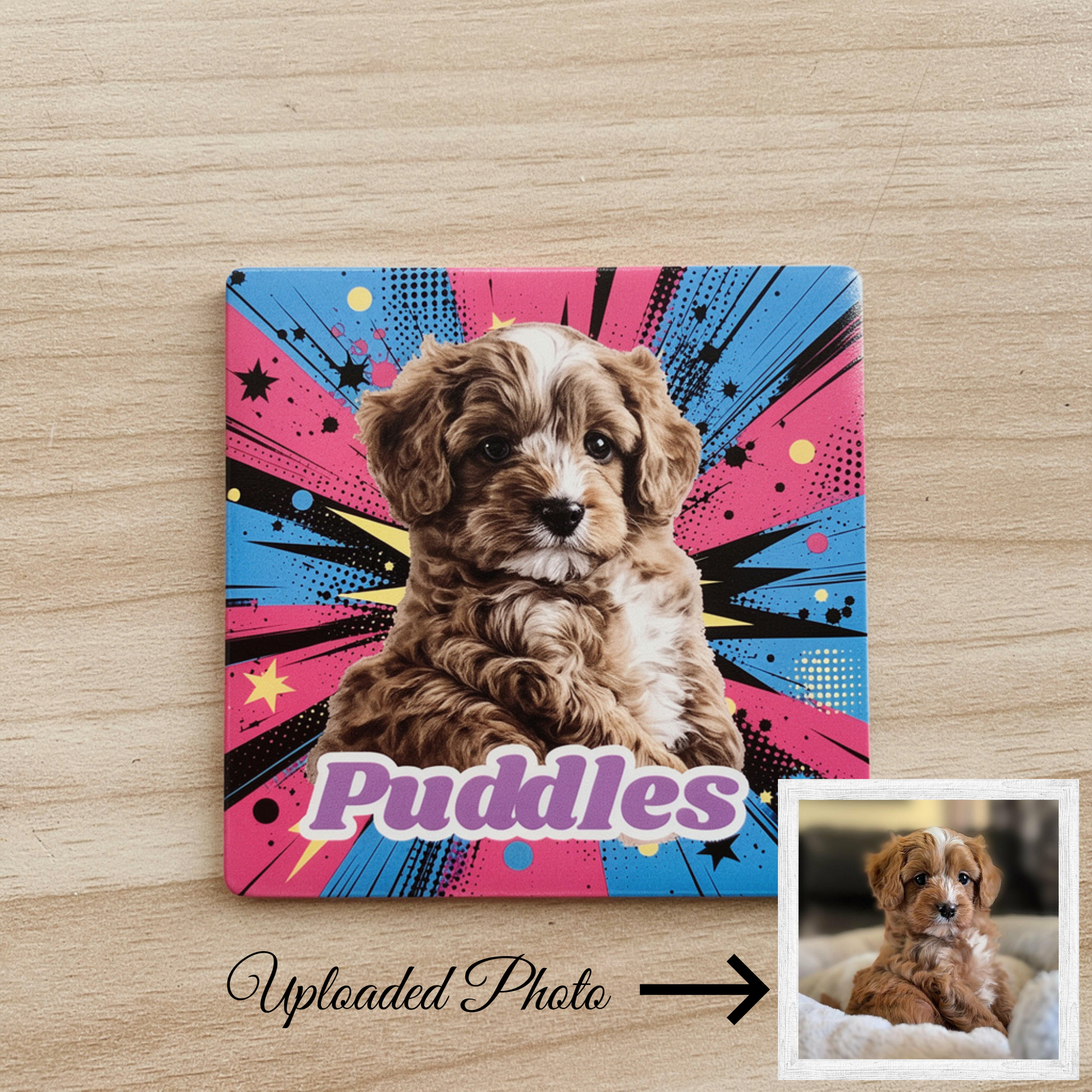 Comic Style Pet Magnet Custom Pet Photo Ceramic Magnet Pet Portrait Fridge Magnet Pet Photo Magnet Custom Pet Portrait Ceramic Fridge Magnet