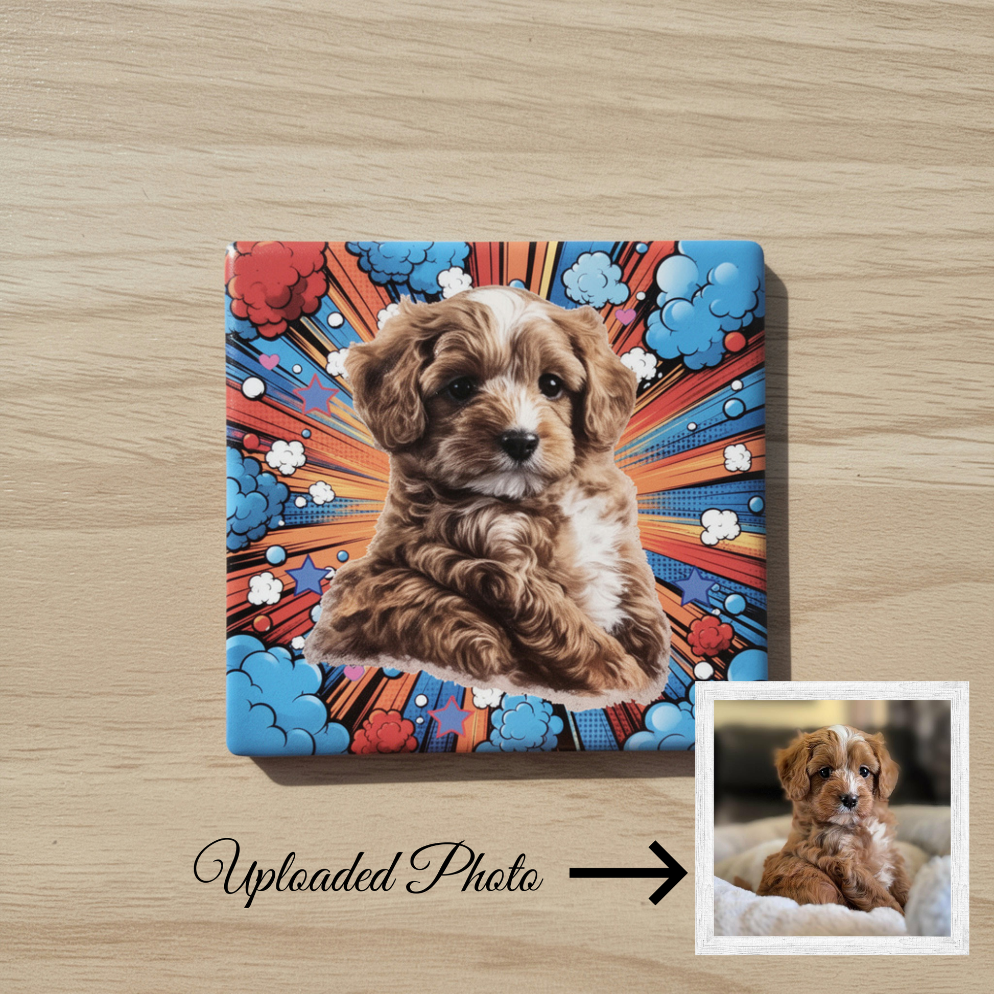 Comic Style Pet Magnet Custom Pet Photo Ceramic Magnet Pet Portrait Fridge Magnet Pet Photo Magnet Custom Pet Portrait Ceramic Fridge Magnet