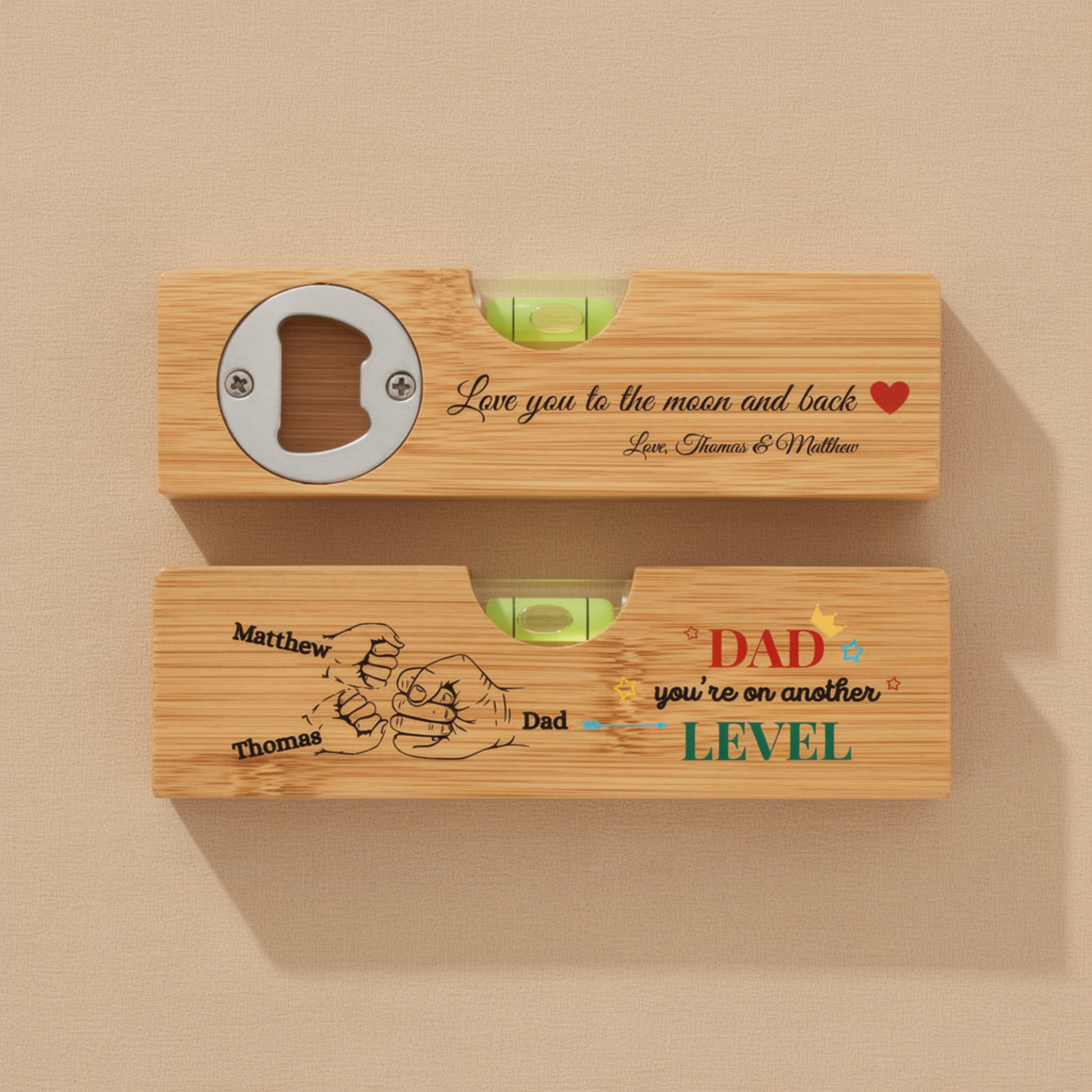 Personalised Spirit level bottle opener Level tool for Dad Tool box gift for dad Custom Level bottle opener for Dad