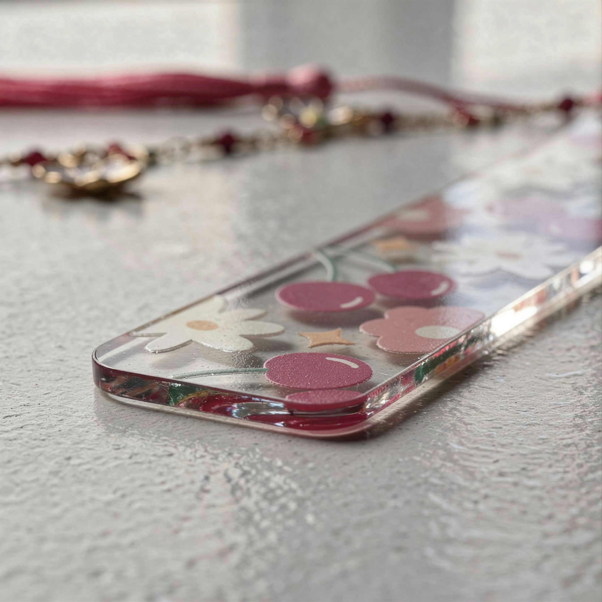 Cherry Bookmark. Cherry Book Lover Gift. Cherry Lover Acrylic Bookmark. Cherries Bookmark with Charms. Cherry Blossom Bookmark