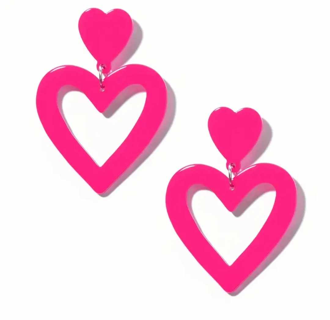 pink heart earrings